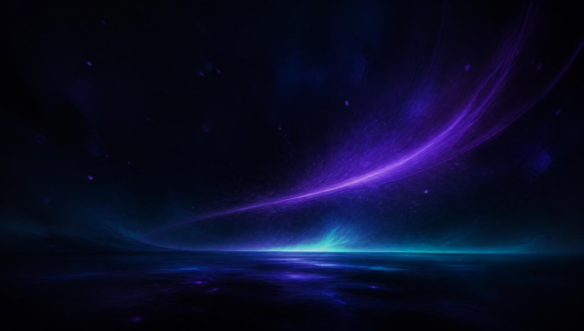 Abstract violet light arc sweeping across a deep indigo void